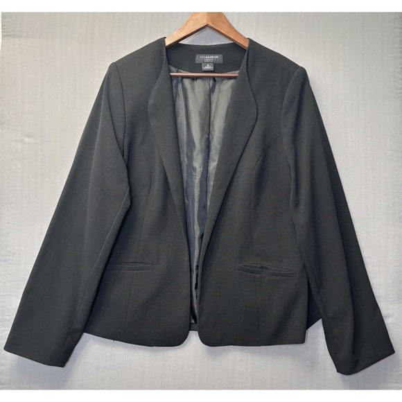 Sag Harbor Pants - Sag Harbor Officecore Blazer Womens 16 Black Open Front Workwear Minimalist